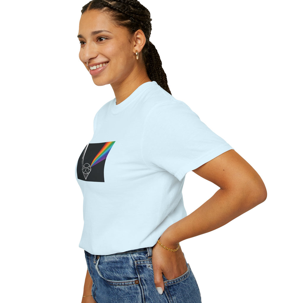 Prism Diamond Tee — Rainbow "Let There Be Light" Spectrum Graphic T-Shirt