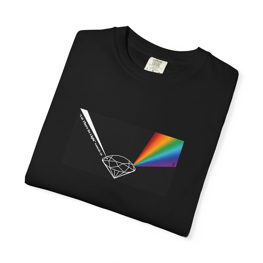 Prism Diamond Tee — Rainbow "Let There Be Light" Spectrum Graphic T-Shirt