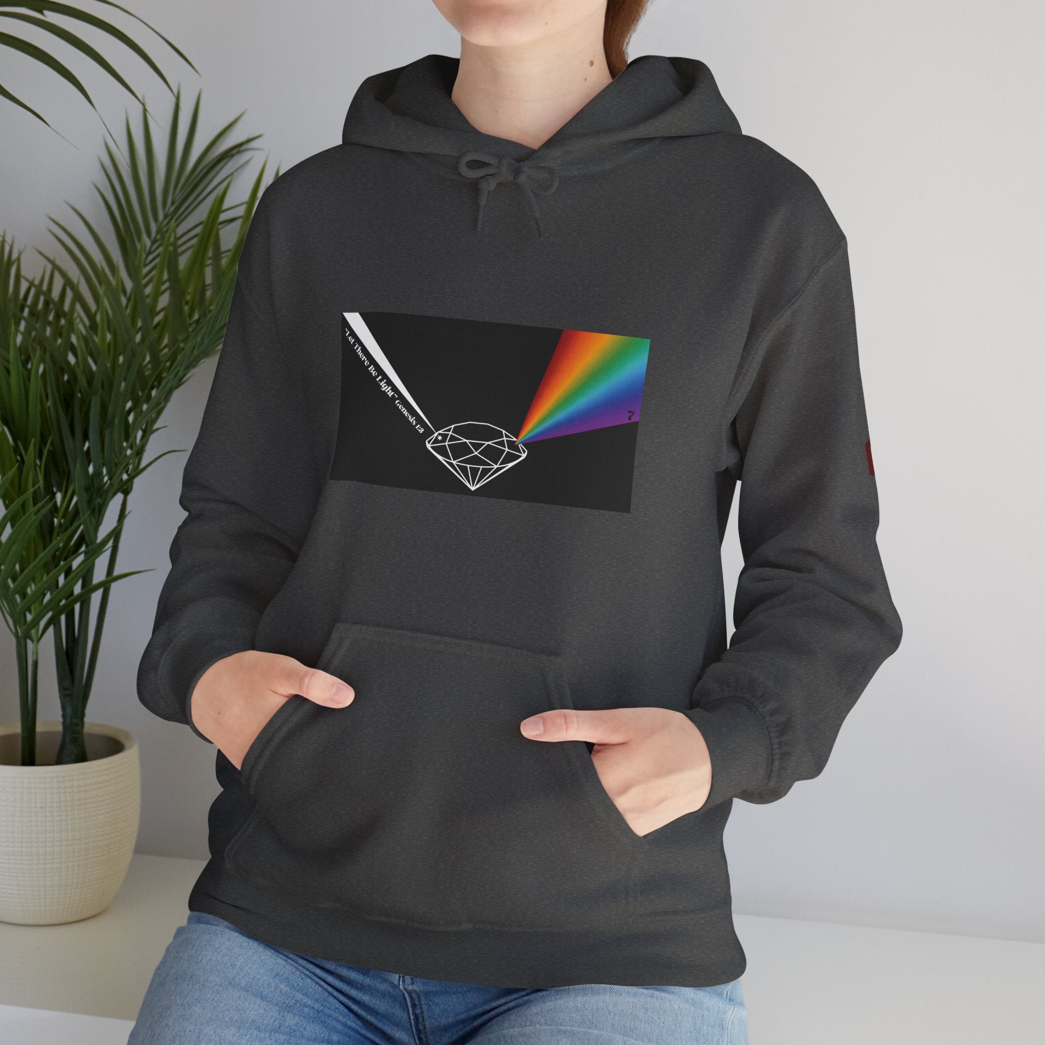 Unisex Prism Diamond "Let There Be Light" Hoodie | Rainbow Spectrum Prism Hooded Sweatshirt