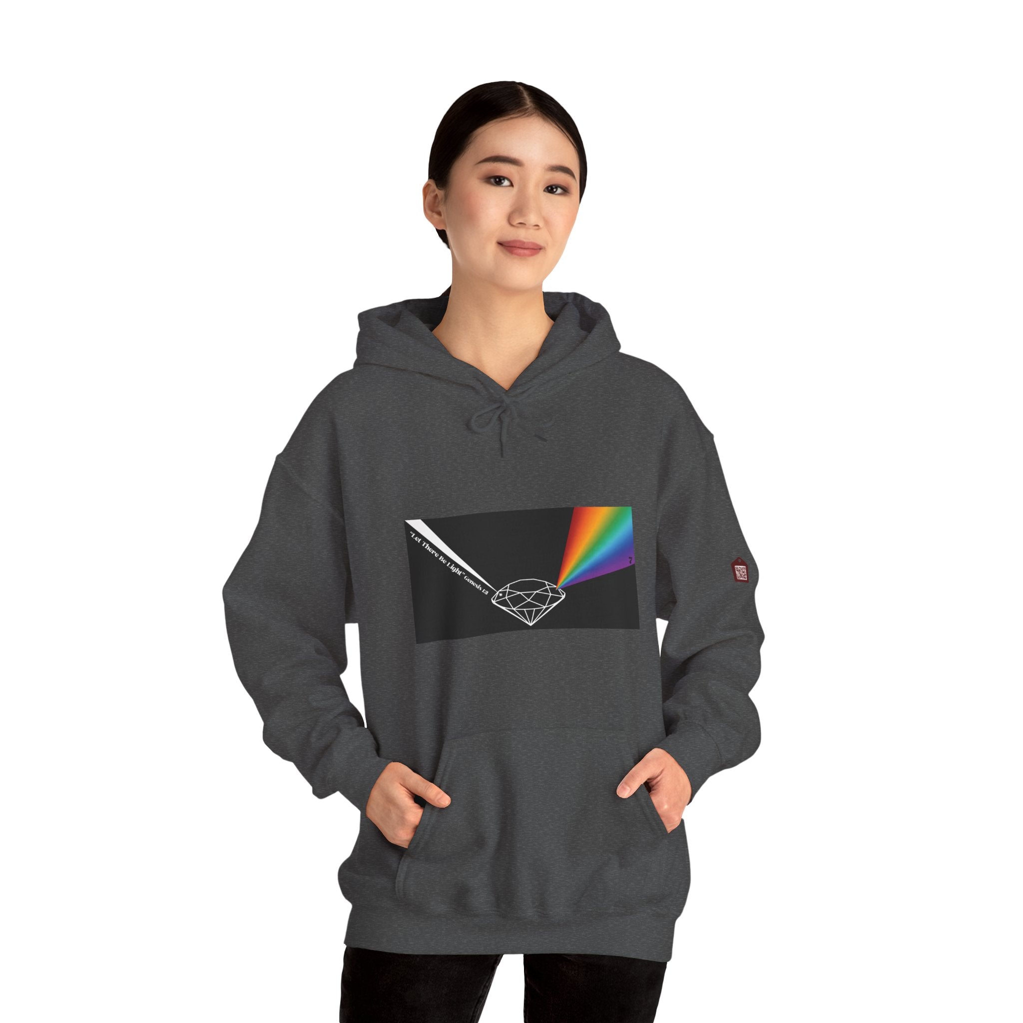 Unisex Prism Diamond "Let There Be Light" Hoodie | Rainbow Spectrum Prism Hooded Sweatshirt