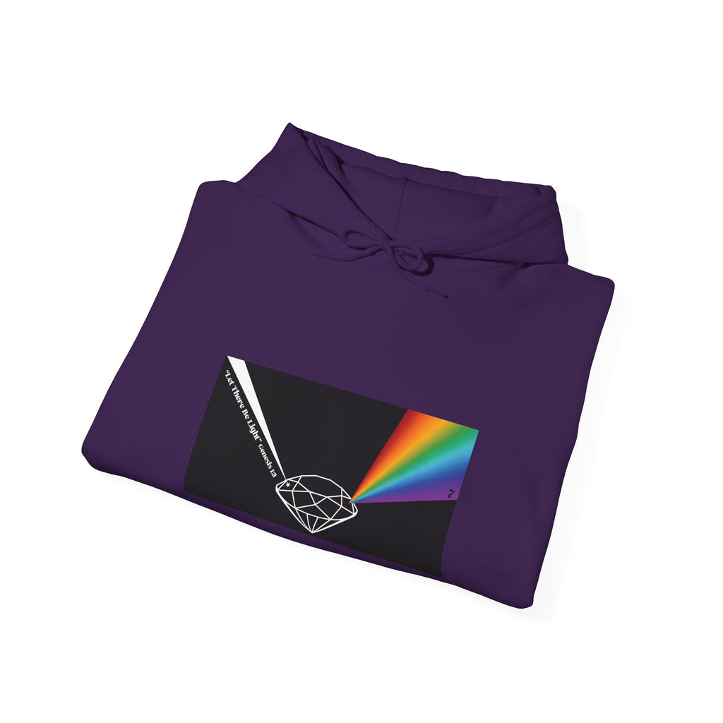 Unisex Prism Diamond "Let There Be Light" Hoodie | Rainbow Spectrum Prism Hooded Sweatshirt