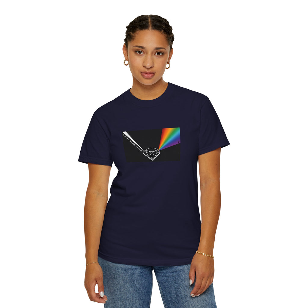 Prism Diamond Tee — Rainbow "Let There Be Light" Spectrum Graphic T-Shirt