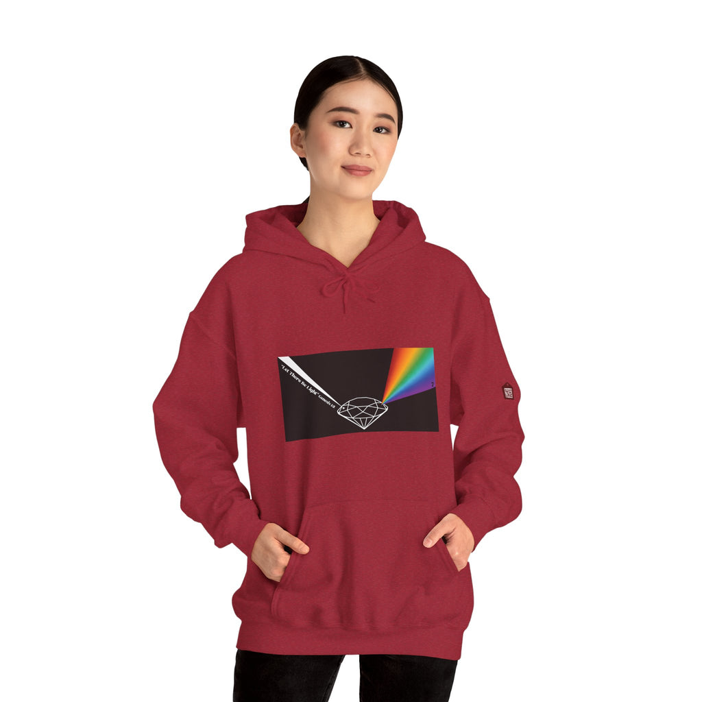 Unisex Prism Diamond "Let There Be Light" Hoodie | Rainbow Spectrum Prism Hooded Sweatshirt