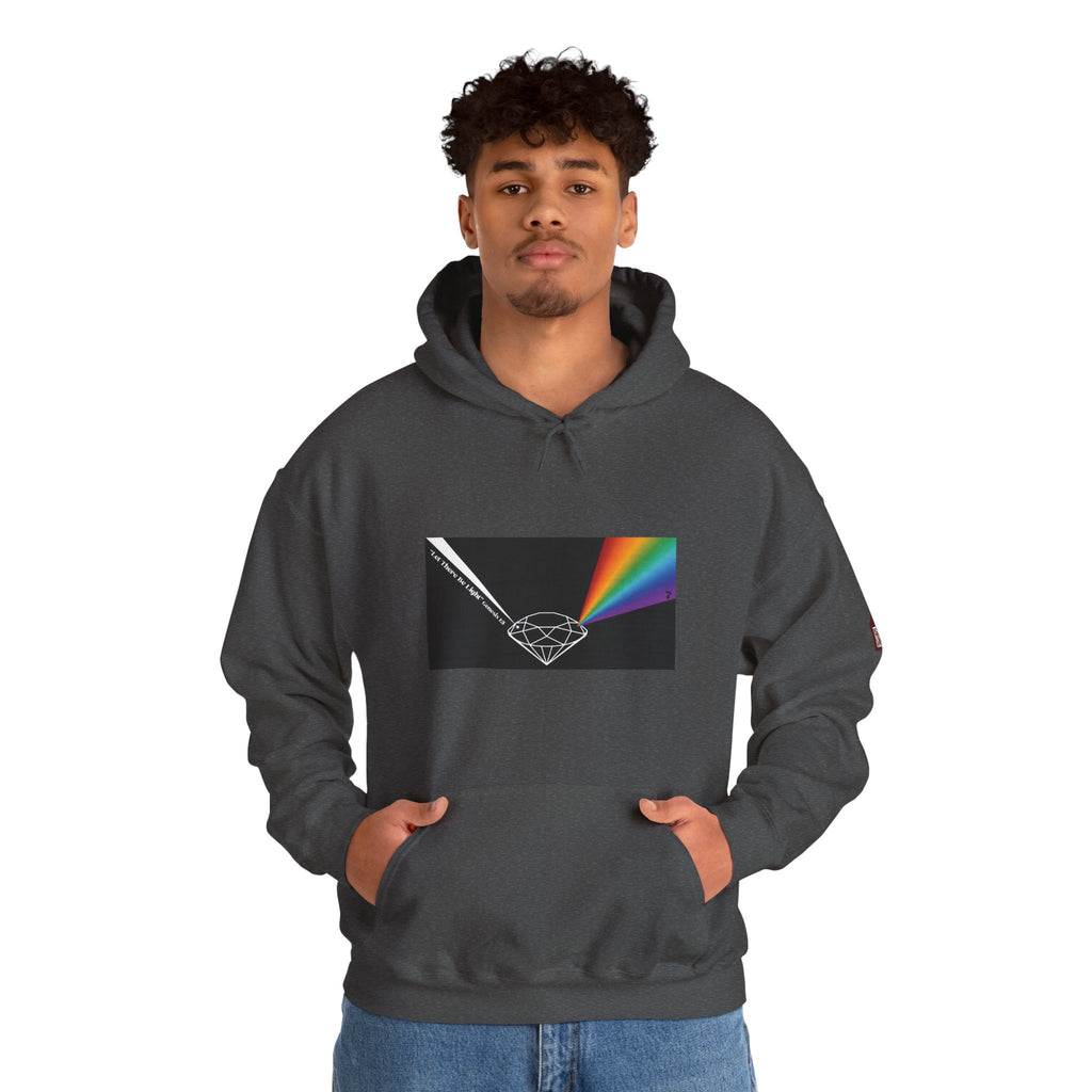 Unisex Prism Diamond "Let There Be Light" Hoodie | Rainbow Spectrum Prism Hooded Sweatshirt