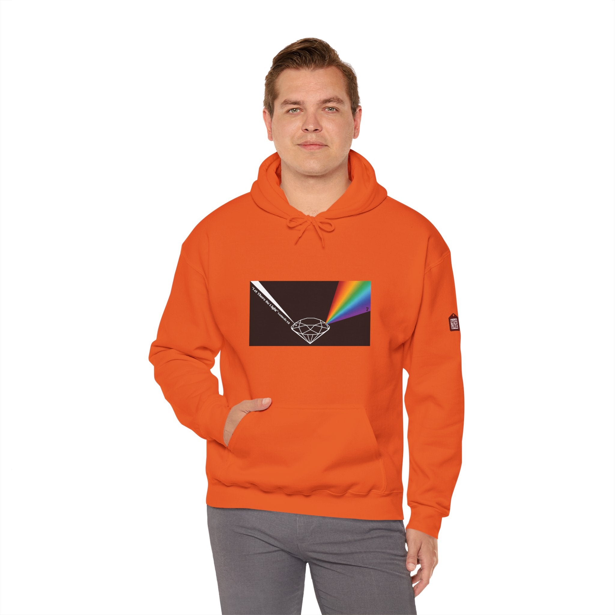 Unisex Prism Diamond "Let There Be Light" Hoodie | Rainbow Spectrum Prism Hooded Sweatshirt