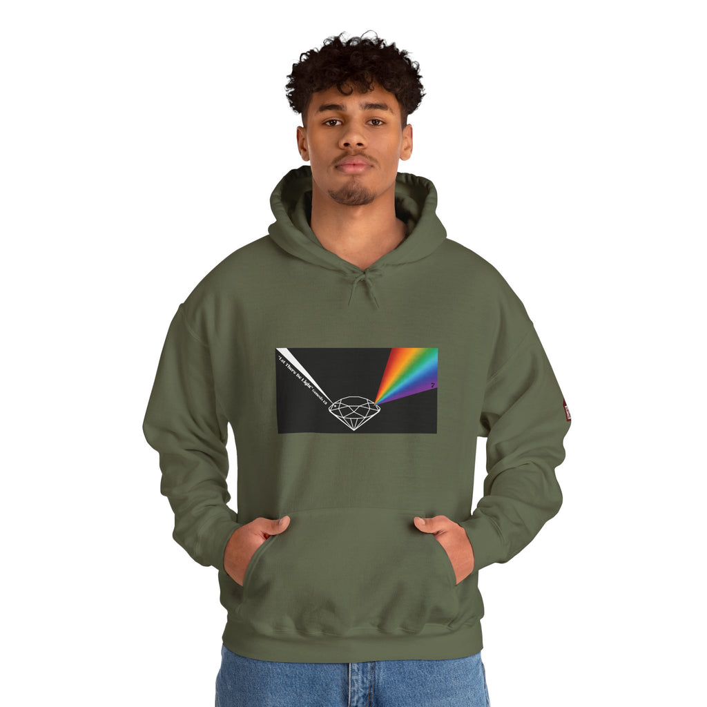 Unisex Prism Diamond "Let There Be Light" Hoodie | Rainbow Spectrum Prism Hooded Sweatshirt