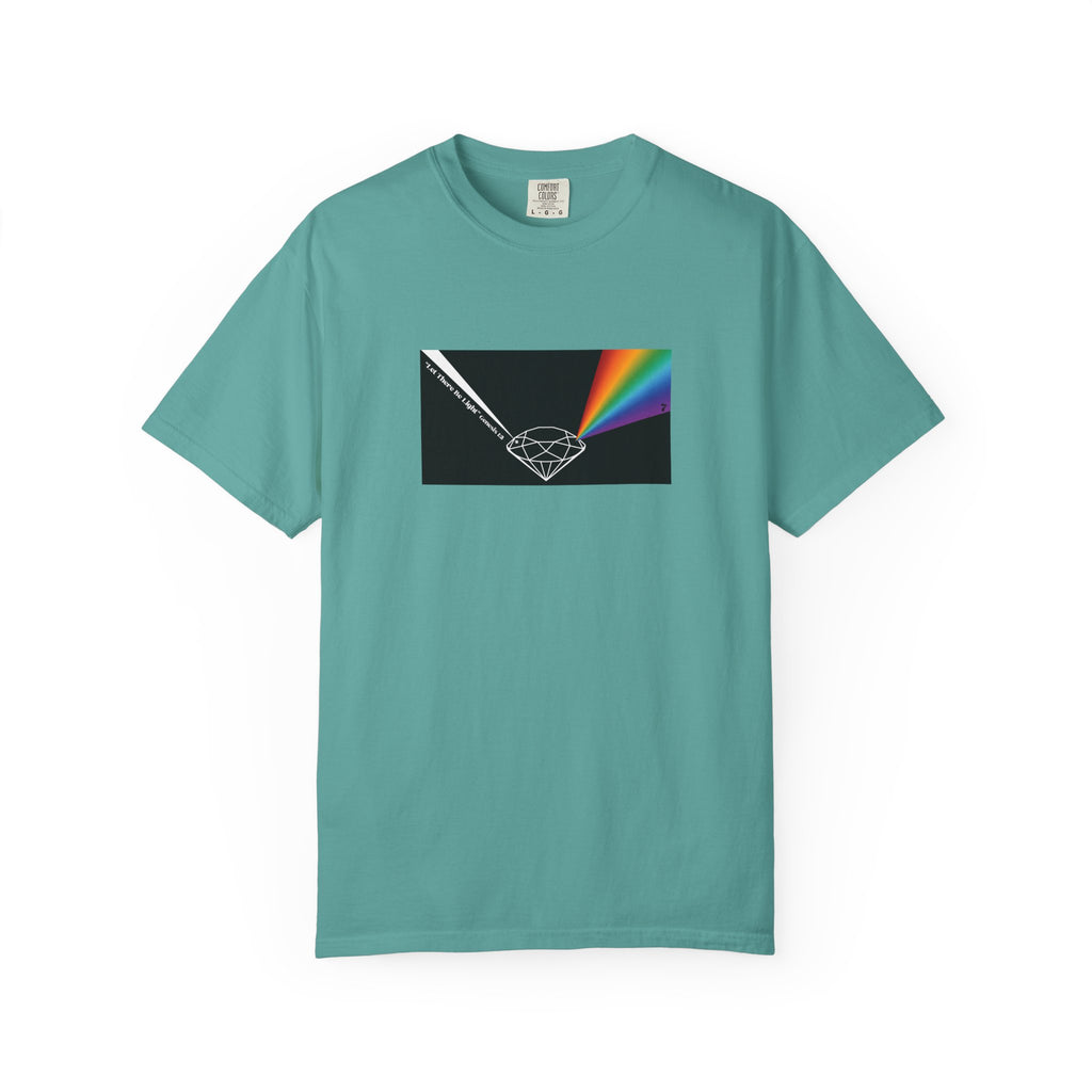 Prism Diamond Tee — Rainbow "Let There Be Light" Spectrum Graphic T-Shirt
