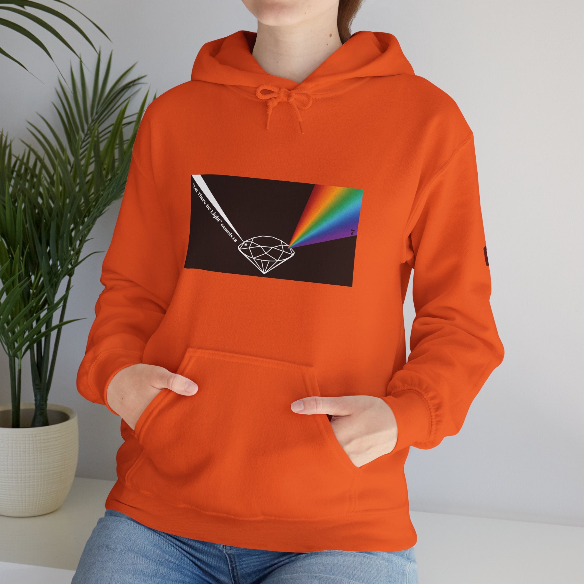 Unisex Prism Diamond "Let There Be Light" Hoodie | Rainbow Spectrum Prism Hooded Sweatshirt