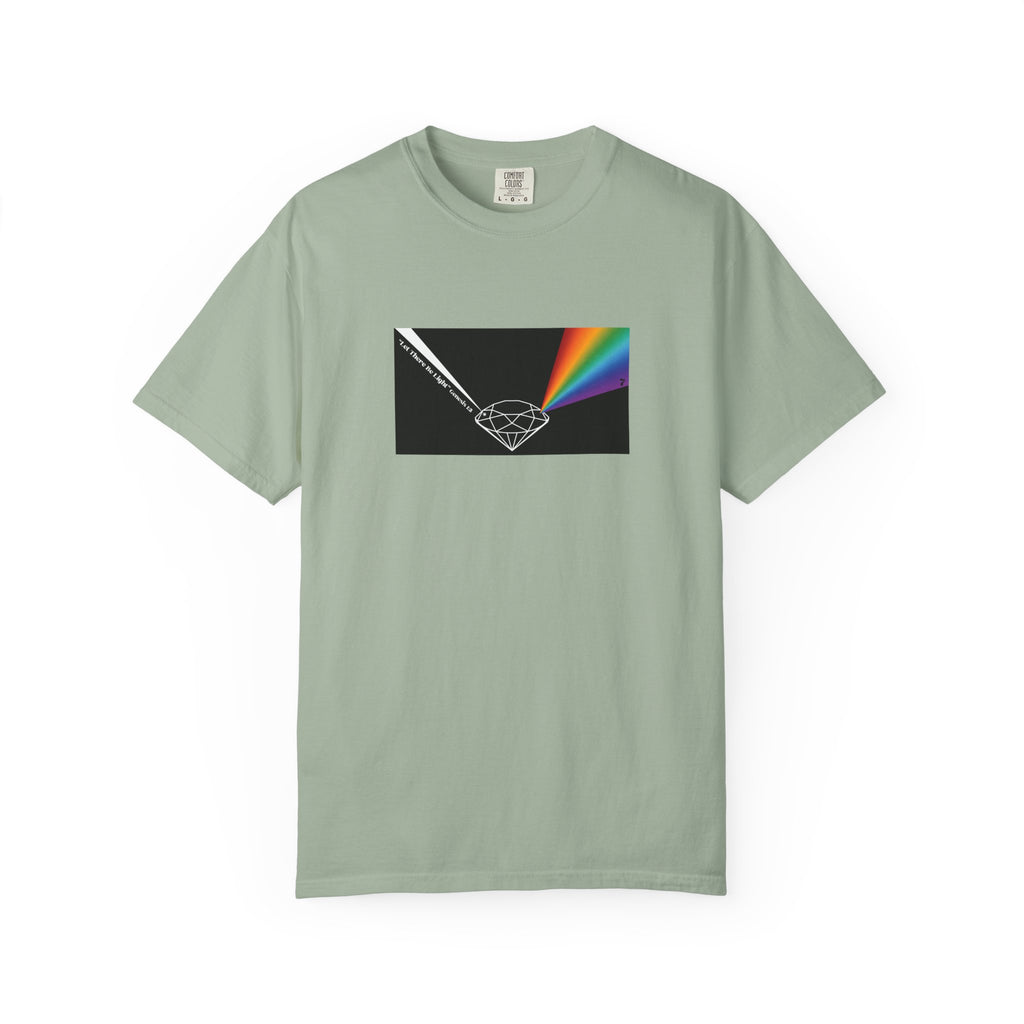 Prism Diamond Tee — Rainbow "Let There Be Light" Spectrum Graphic T-Shirt