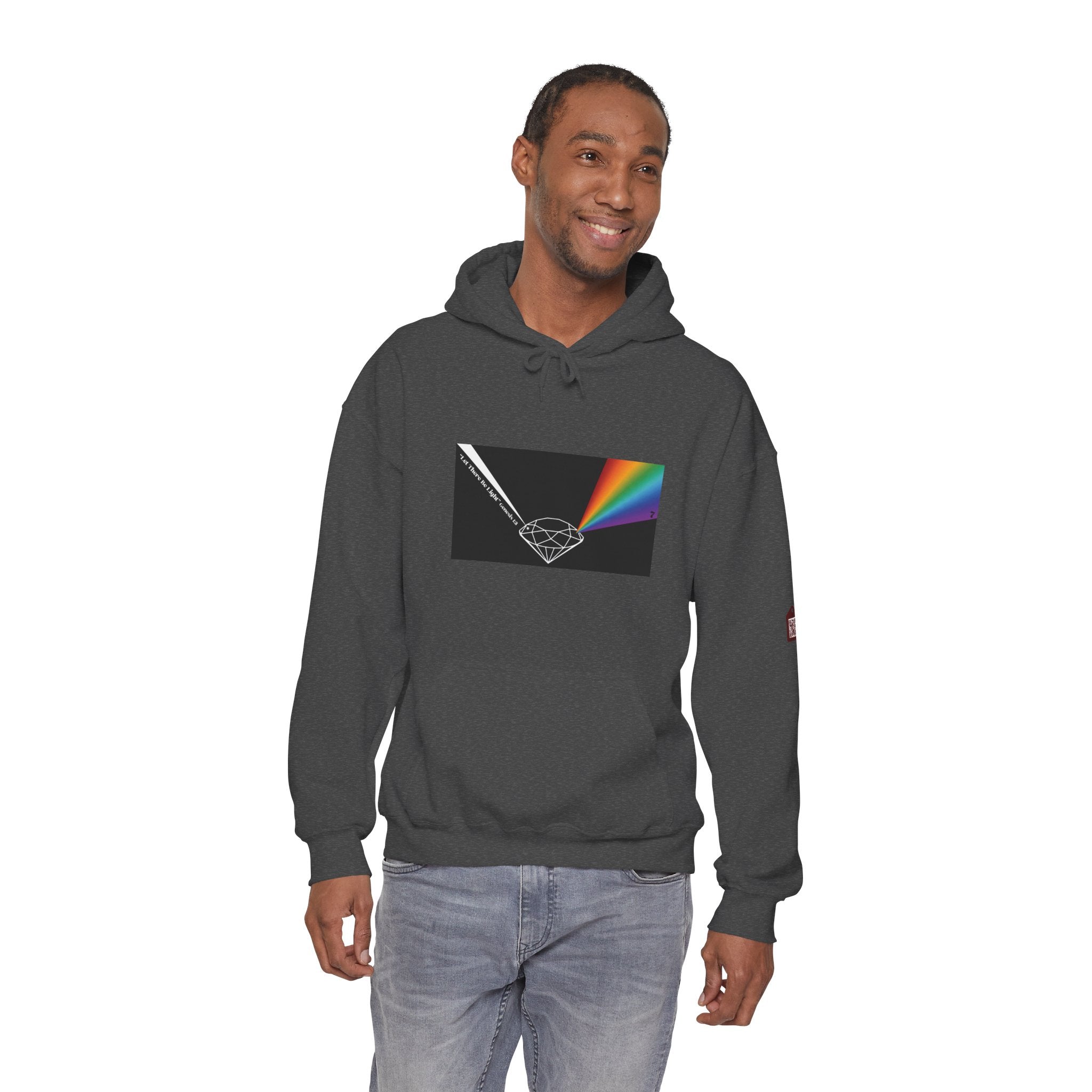 Unisex Prism Diamond "Let There Be Light" Hoodie | Rainbow Spectrum Prism Hooded Sweatshirt