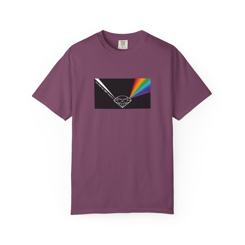 Prism Diamond Tee — Rainbow "Let There Be Light" Spectrum Graphic T-Shirt