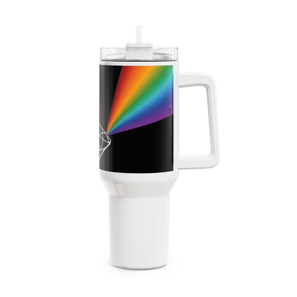 40oz Prism Diamond Tumbler — Black Rainbow Light Spectrum Travel Cup