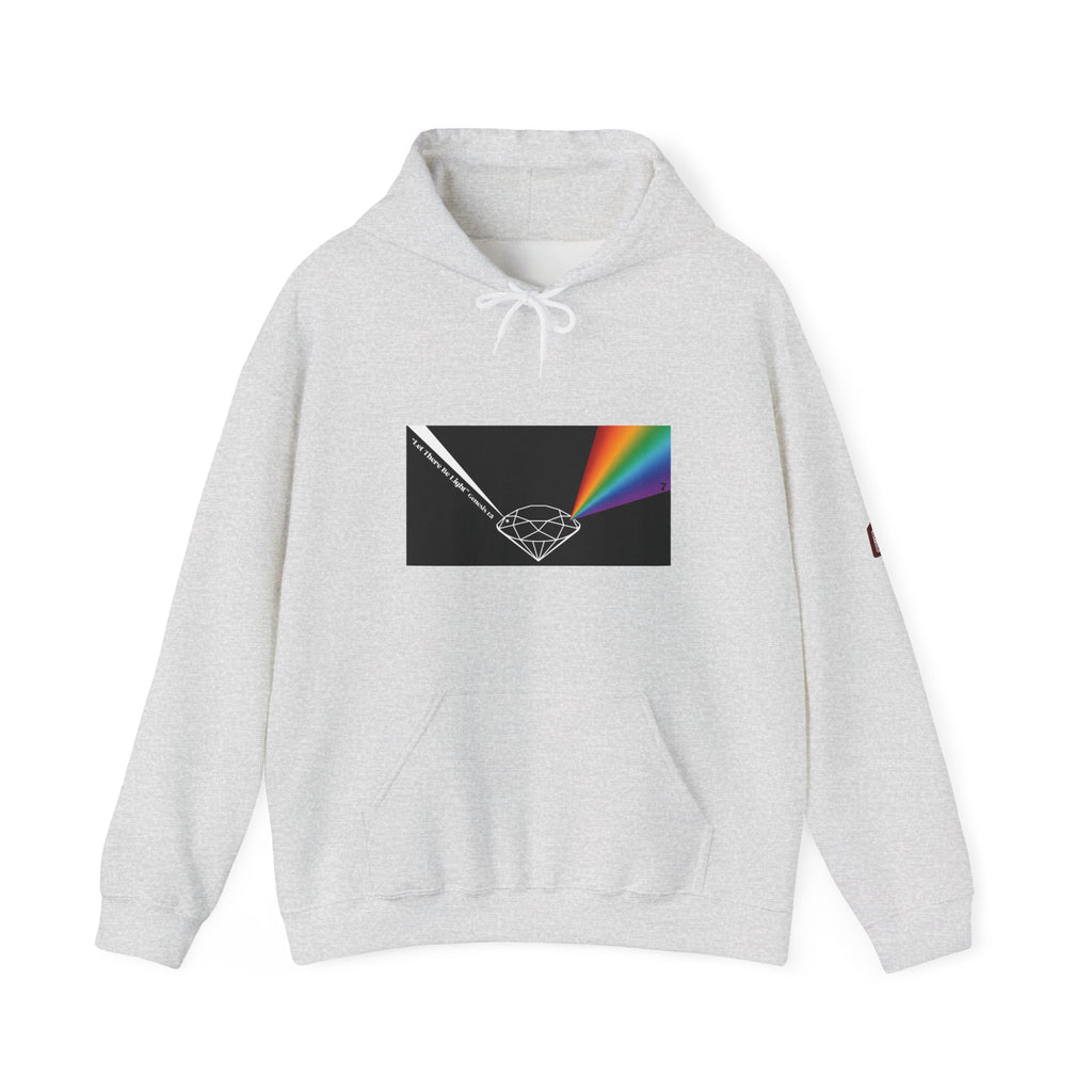 Unisex Prism Diamond "Let There Be Light" Hoodie | Rainbow Spectrum Prism Hooded Sweatshirt