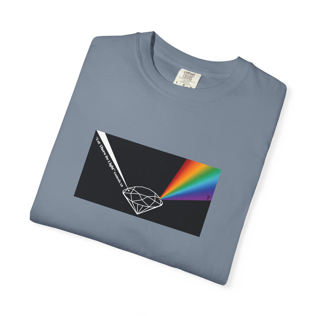 Prism Diamond Tee — Rainbow "Let There Be Light" Spectrum Graphic T-Shirt