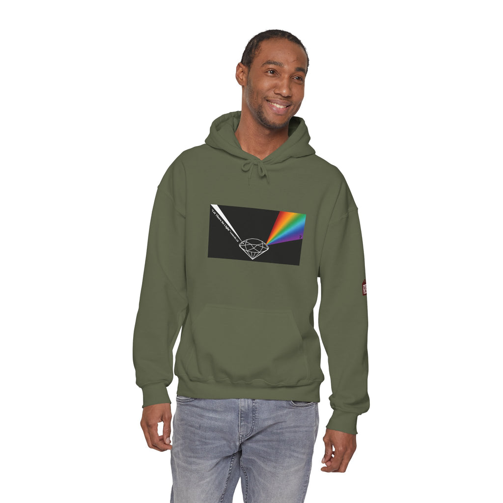 Unisex Prism Diamond "Let There Be Light" Hoodie | Rainbow Spectrum Prism Hooded Sweatshirt