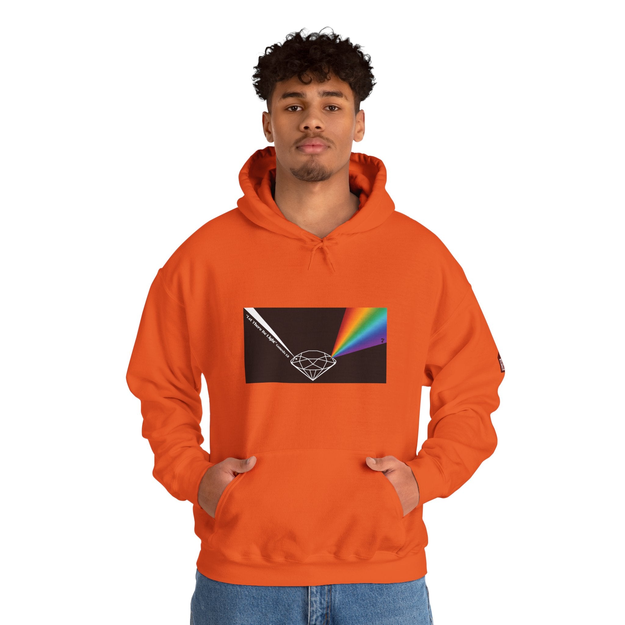 Unisex Prism Diamond "Let There Be Light" Hoodie | Rainbow Spectrum Prism Hooded Sweatshirt
