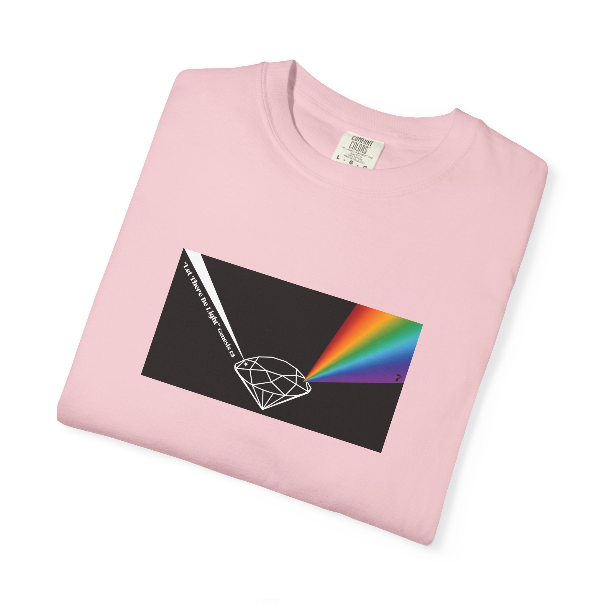 Prism Diamond Tee — Rainbow "Let There Be Light" Spectrum Graphic T-Shirt