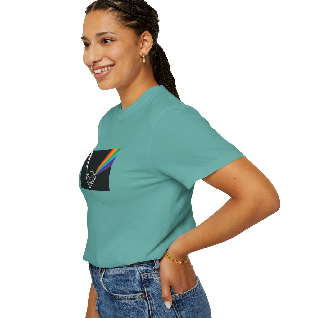 Prism Diamond Tee — Rainbow "Let There Be Light" Spectrum Graphic T-Shirt