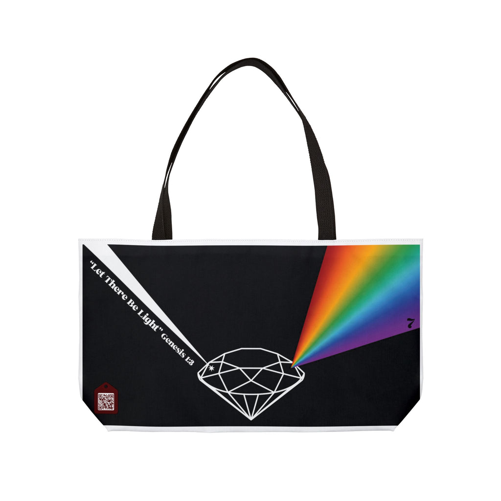 Weekender Tote Bag — Prism Diamond Rainbow Design Tote ("Let There Be Light")