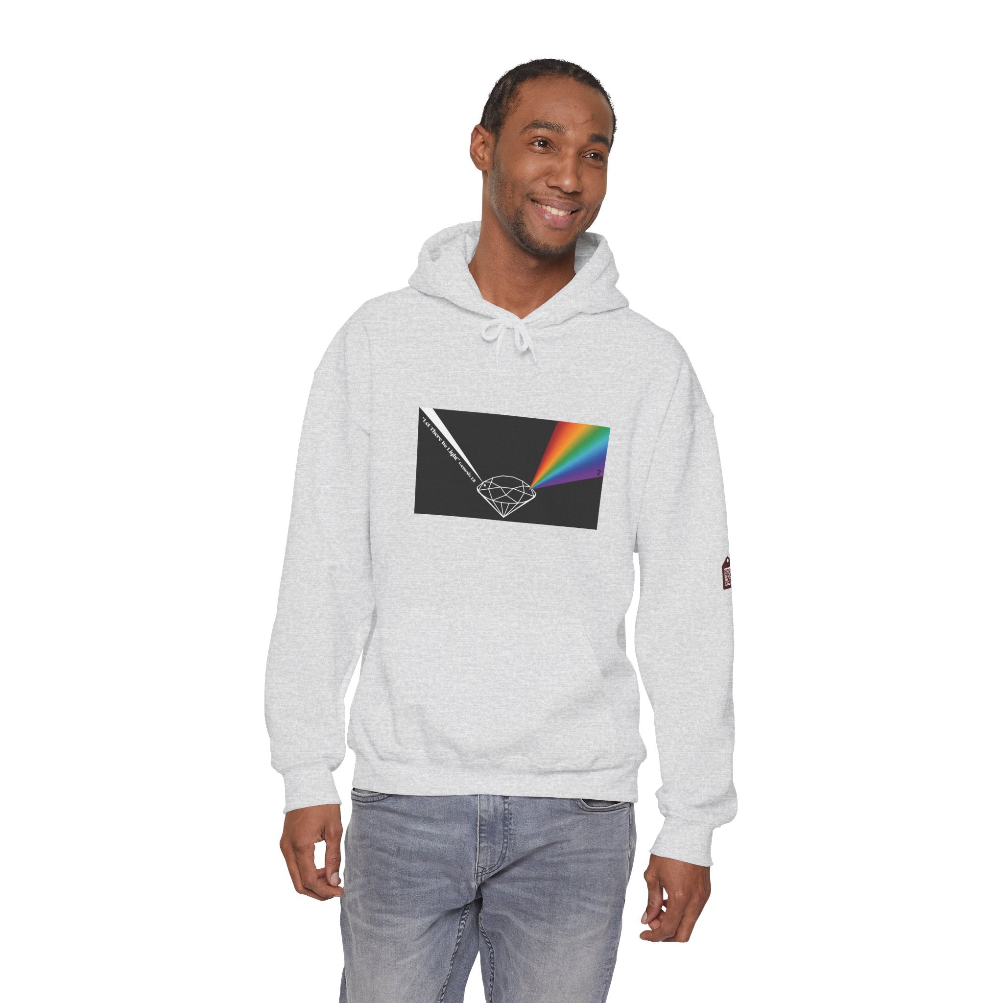 Unisex Prism Diamond "Let There Be Light" Hoodie | Rainbow Spectrum Prism Hooded Sweatshirt