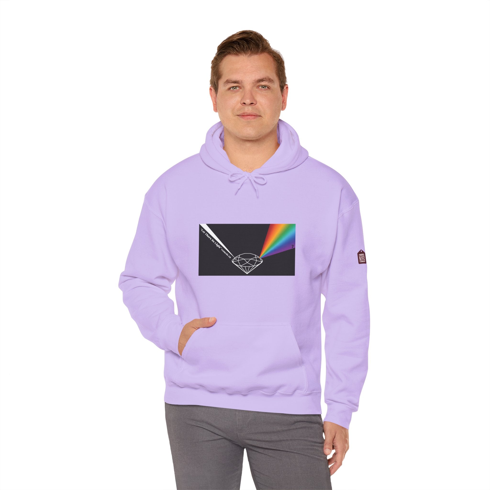 Unisex Prism Diamond "Let There Be Light" Hoodie | Rainbow Spectrum Prism Hooded Sweatshirt