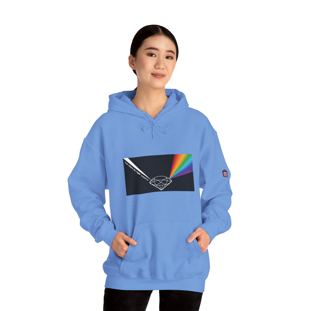 Unisex Prism Diamond "Let There Be Light" Hoodie | Rainbow Spectrum Prism Hooded Sweatshirt
