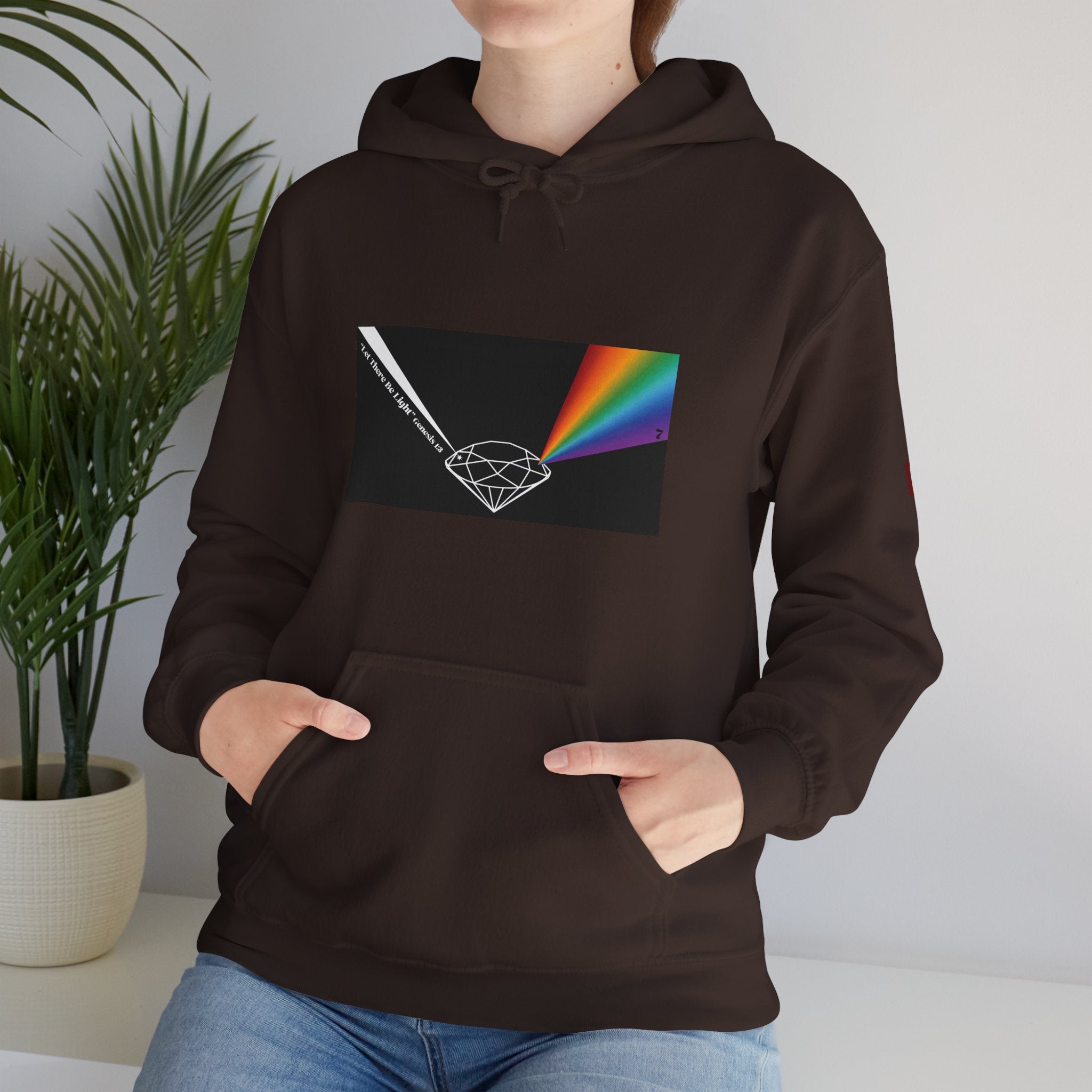 Unisex Prism Diamond "Let There Be Light" Hoodie | Rainbow Spectrum Prism Hooded Sweatshirt