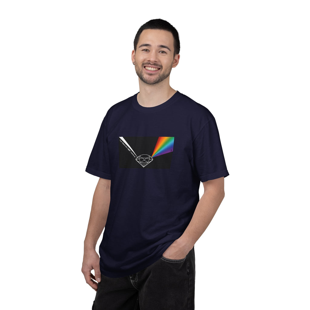 Prism Diamond Tee — Rainbow "Let There Be Light" Spectrum Graphic T-Shirt