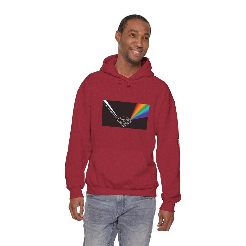 Unisex Prism Diamond "Let There Be Light" Hoodie | Rainbow Spectrum Prism Hooded Sweatshirt