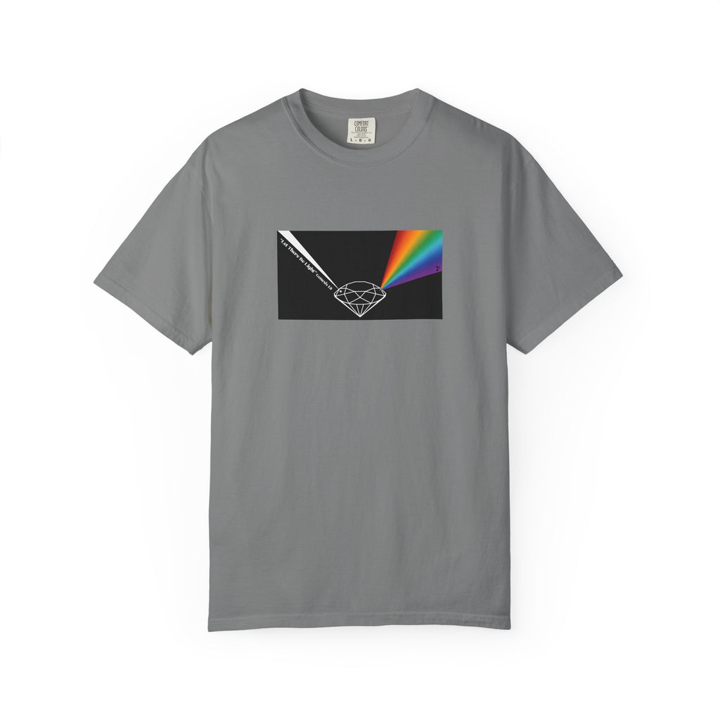 Prism Diamond Tee — Rainbow "Let There Be Light" Spectrum Graphic T-Shirt