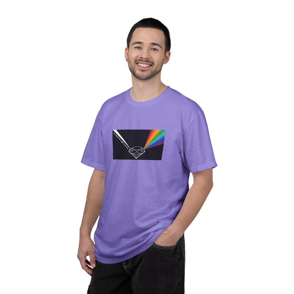 Prism Diamond Tee — Rainbow "Let There Be Light" Spectrum Graphic T-Shirt
