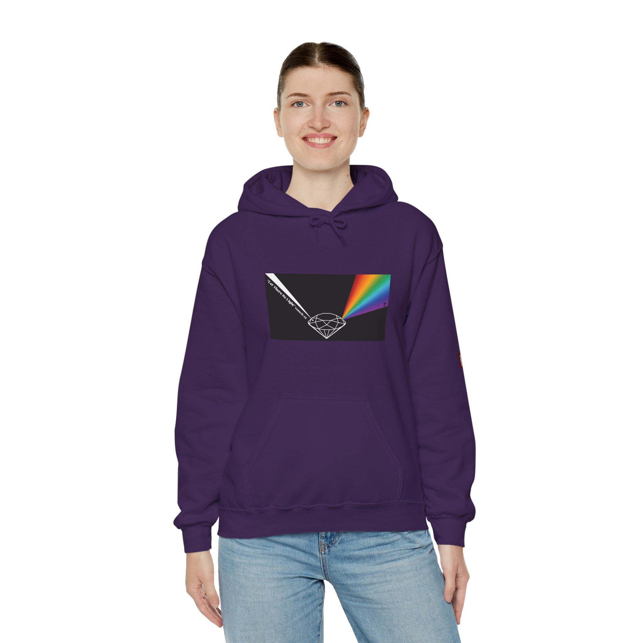 Unisex Prism Diamond "Let There Be Light" Hoodie | Rainbow Spectrum Prism Hooded Sweatshirt