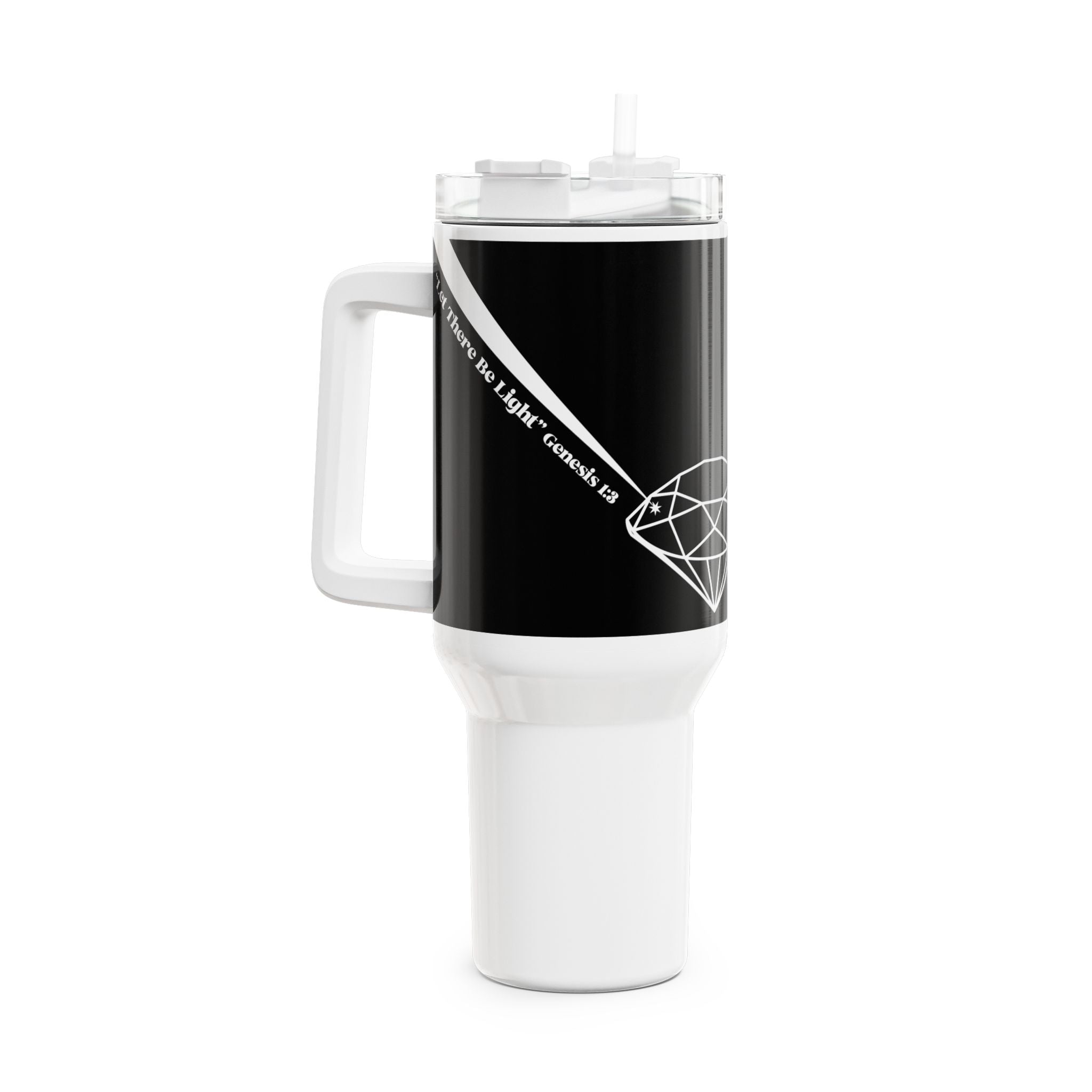 40oz Prism Diamond Tumbler — Black Rainbow Light Spectrum Travel Cup