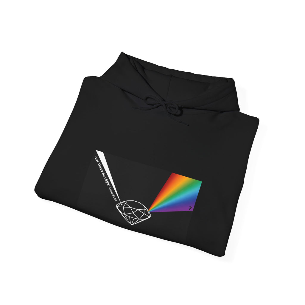 Unisex Prism Diamond "Let There Be Light" Hoodie | Rainbow Spectrum Prism Hooded Sweatshirt