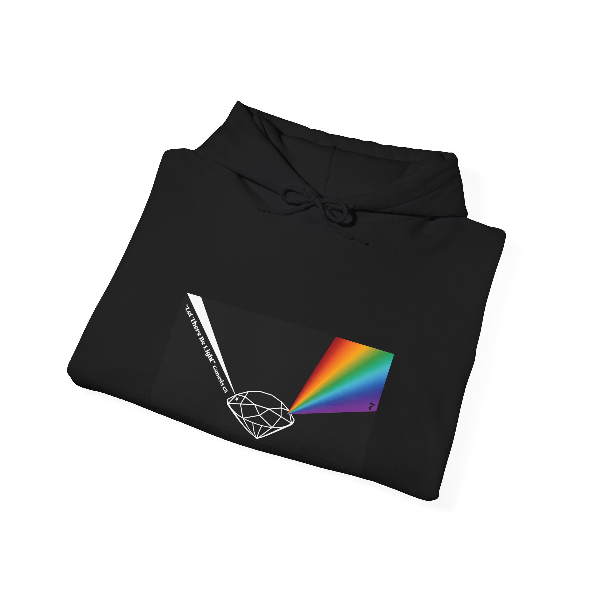 Unisex Prism Diamond "Let There Be Light" Hoodie | Rainbow Spectrum Prism Hooded Sweatshirt