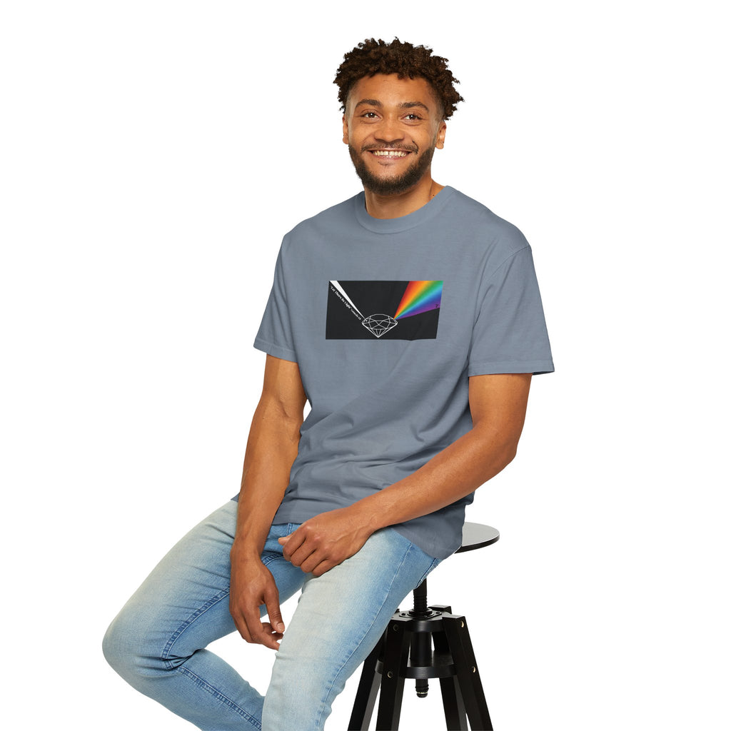 Prism Diamond Tee — Rainbow "Let There Be Light" Spectrum Graphic T-Shirt