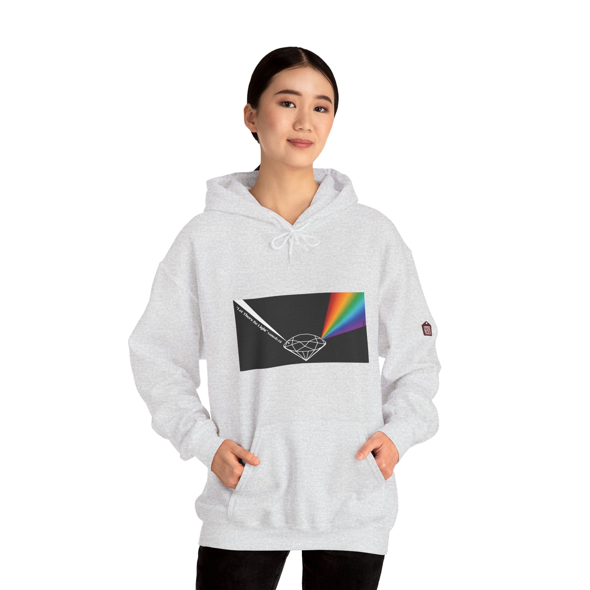 Unisex Prism Diamond "Let There Be Light" Hoodie | Rainbow Spectrum Prism Hooded Sweatshirt