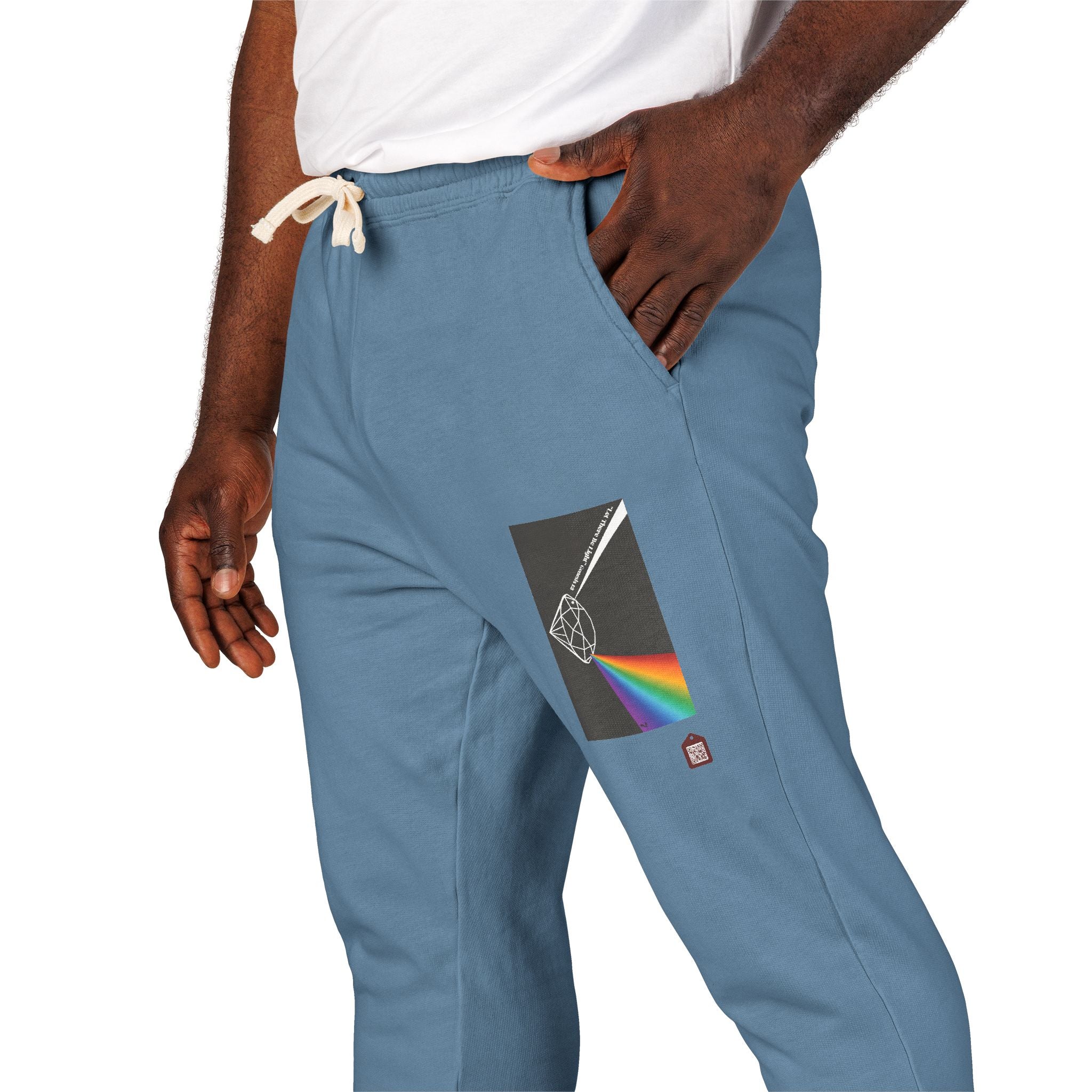 Fleece Sweatpants with Prism Bible Verse Pocket Graphic