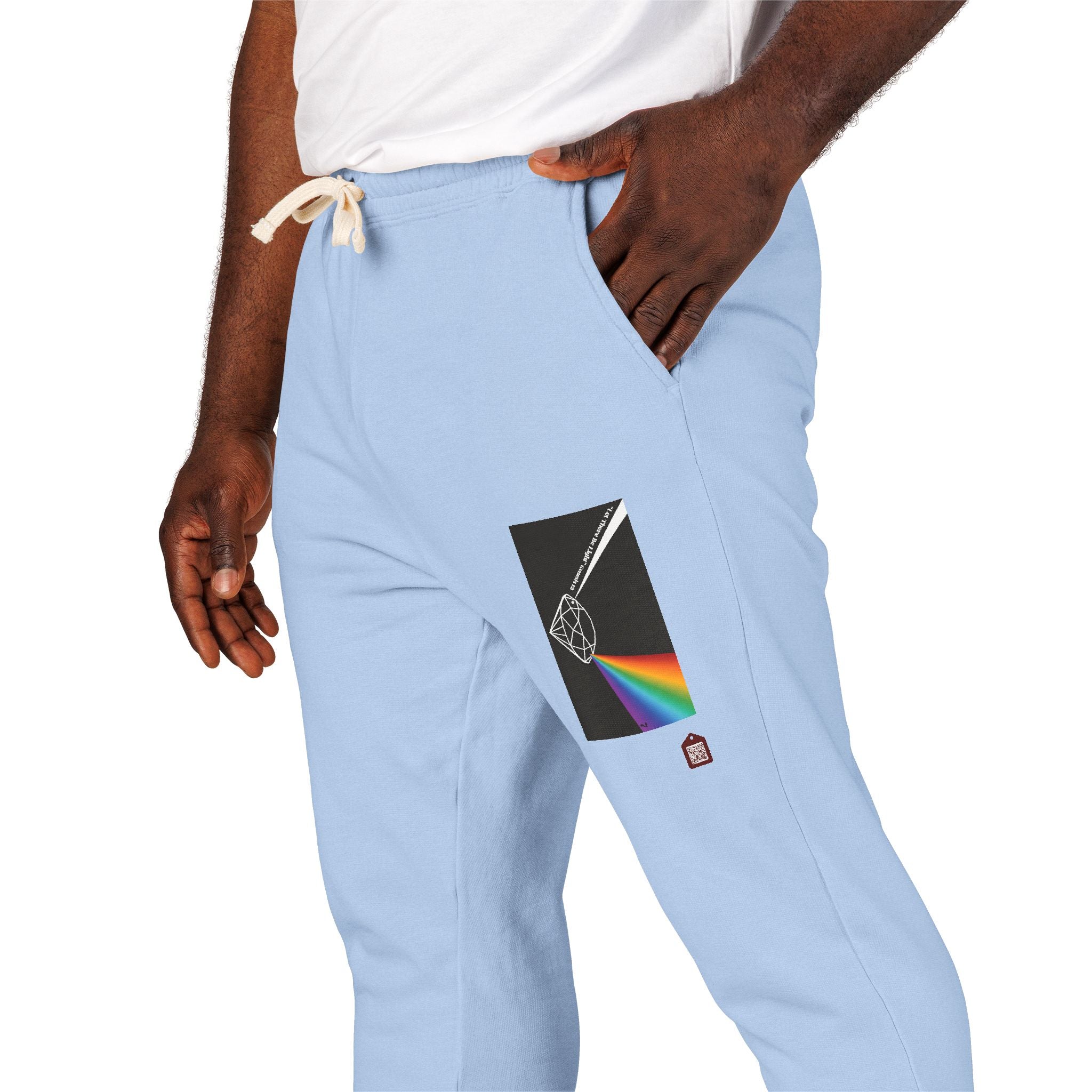 Fleece Sweatpants with Prism Bible Verse Pocket Graphic