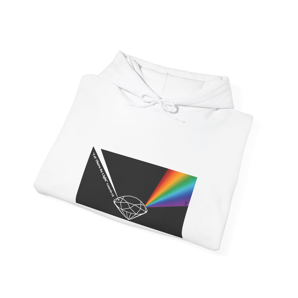 Unisex Prism Diamond "Let There Be Light" Hoodie | Rainbow Spectrum Prism Hooded Sweatshirt