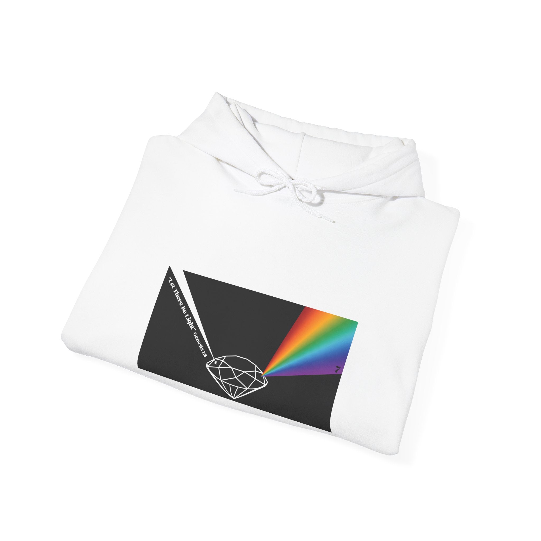 Unisex Prism Diamond "Let There Be Light" Hoodie | Rainbow Spectrum Prism Hooded Sweatshirt