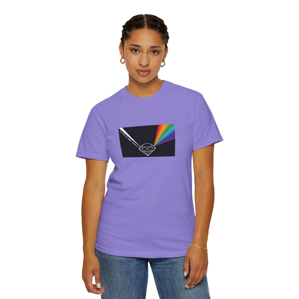 Prism Diamond Tee — Rainbow "Let There Be Light" Spectrum Graphic T-Shirt