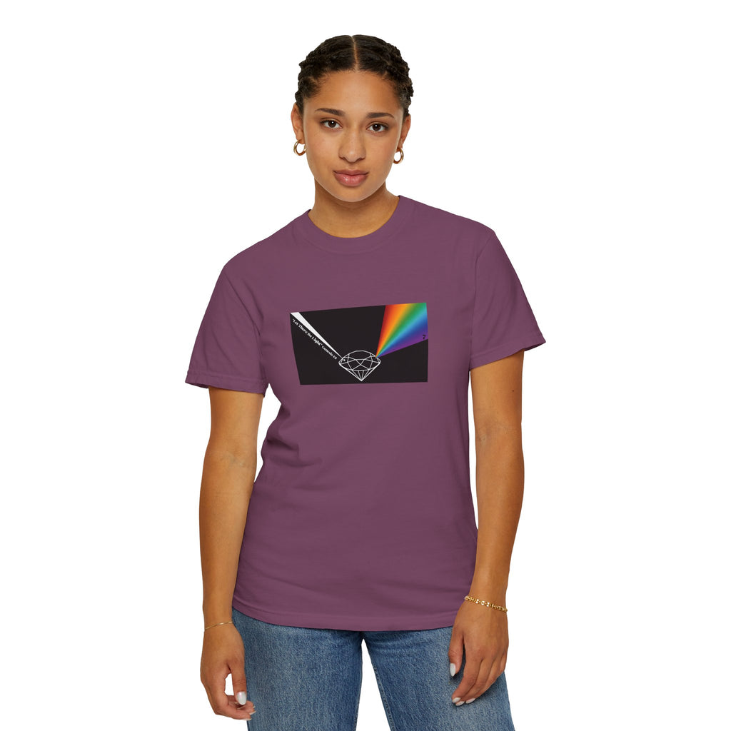 Prism Diamond Tee — Rainbow "Let There Be Light" Spectrum Graphic T-Shirt