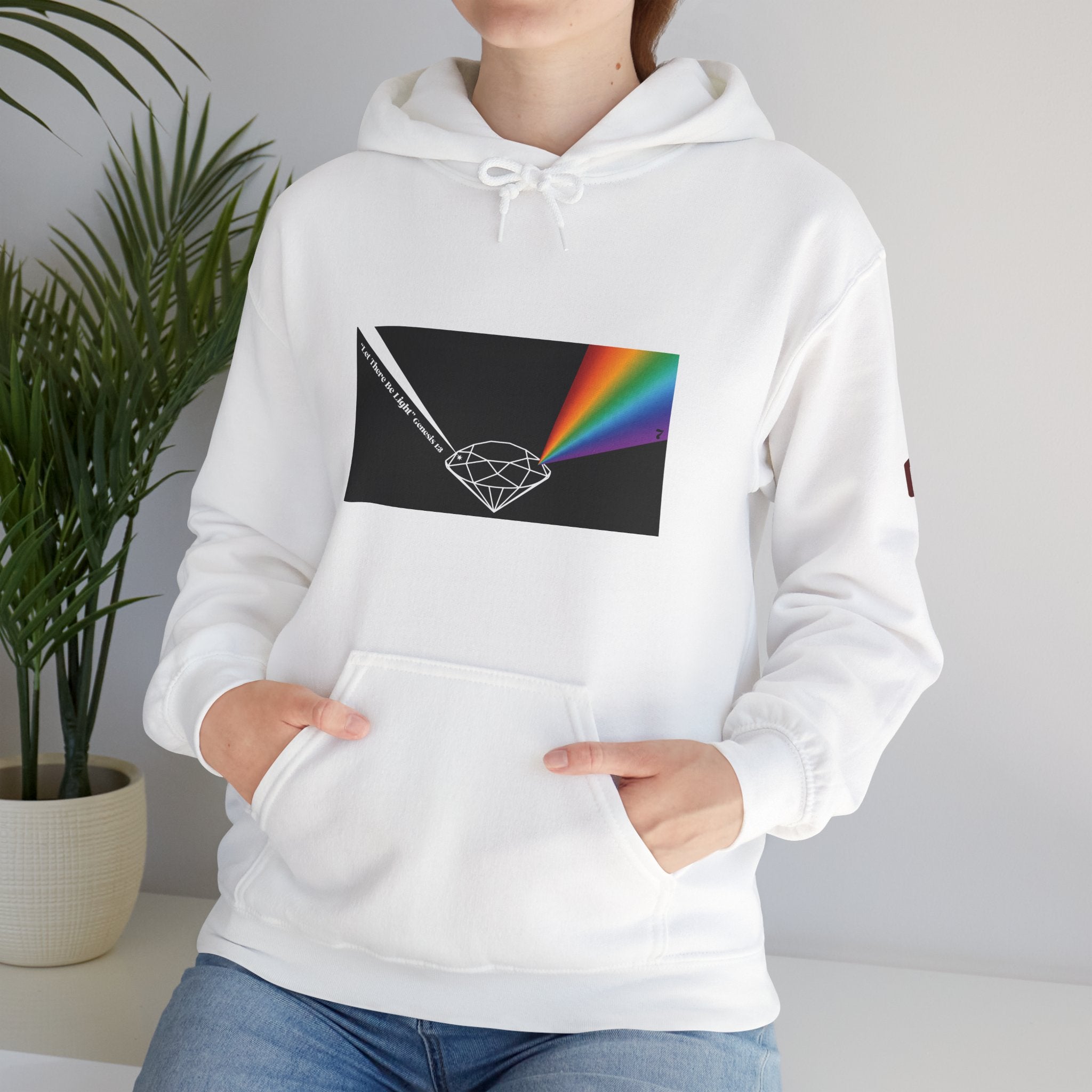 Unisex Prism Diamond "Let There Be Light" Hoodie | Rainbow Spectrum Prism Hooded Sweatshirt