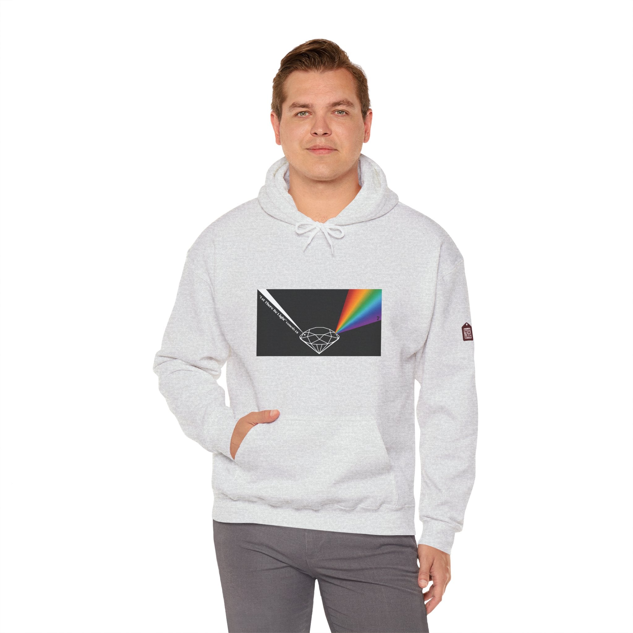 Unisex Prism Diamond "Let There Be Light" Hoodie | Rainbow Spectrum Prism Hooded Sweatshirt