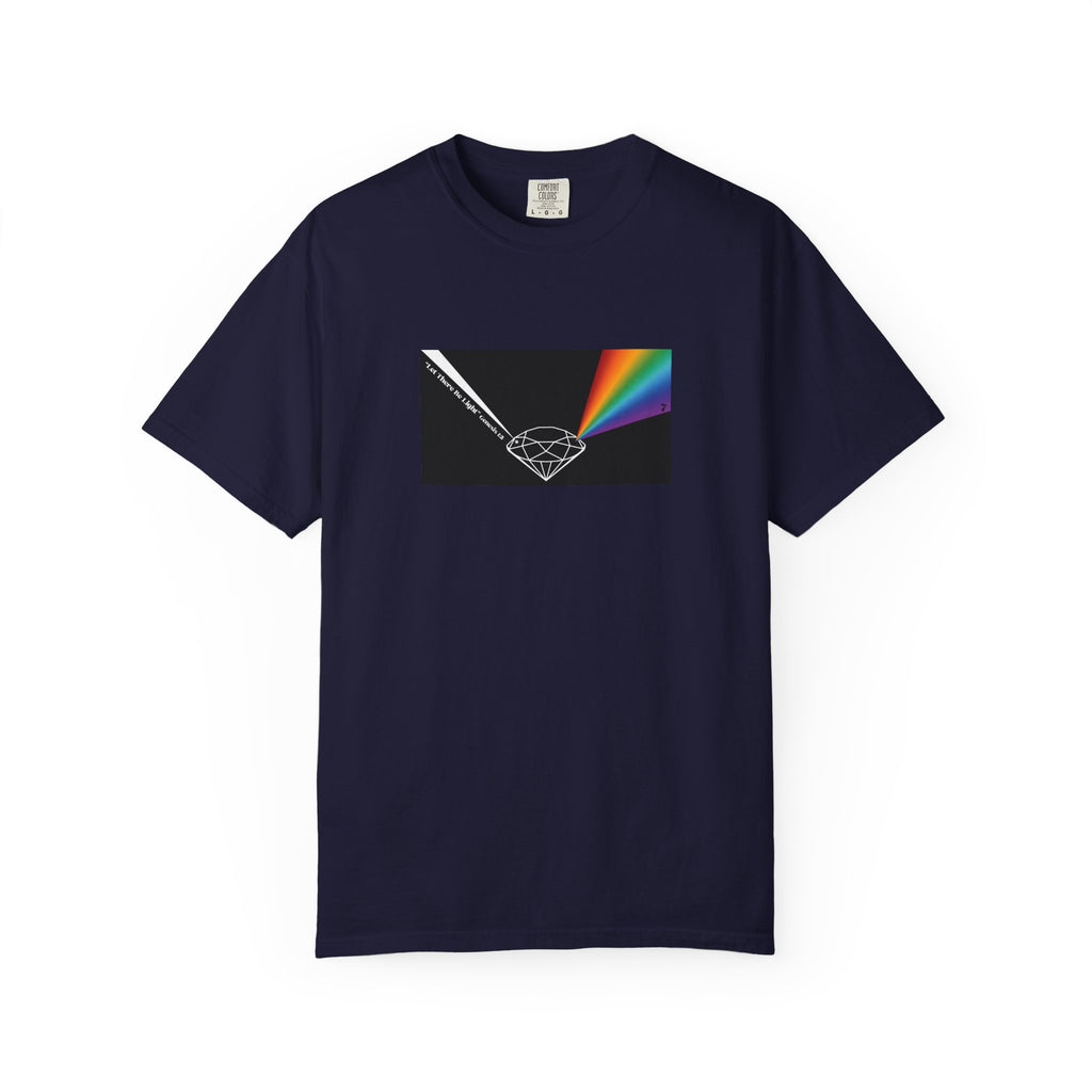 Prism Diamond Tee — Rainbow "Let There Be Light" Spectrum Graphic T-Shirt