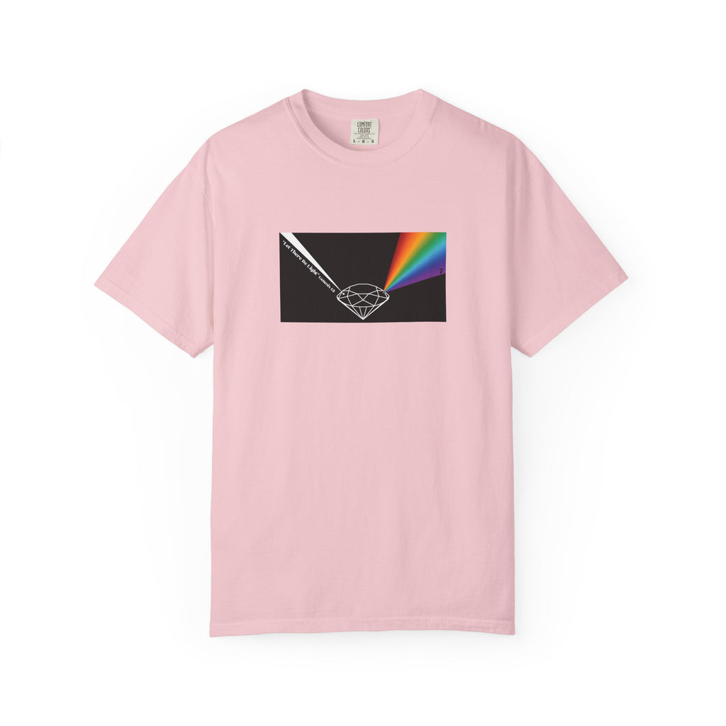 Prism Diamond Tee — Rainbow "Let There Be Light" Spectrum Graphic T-Shirt