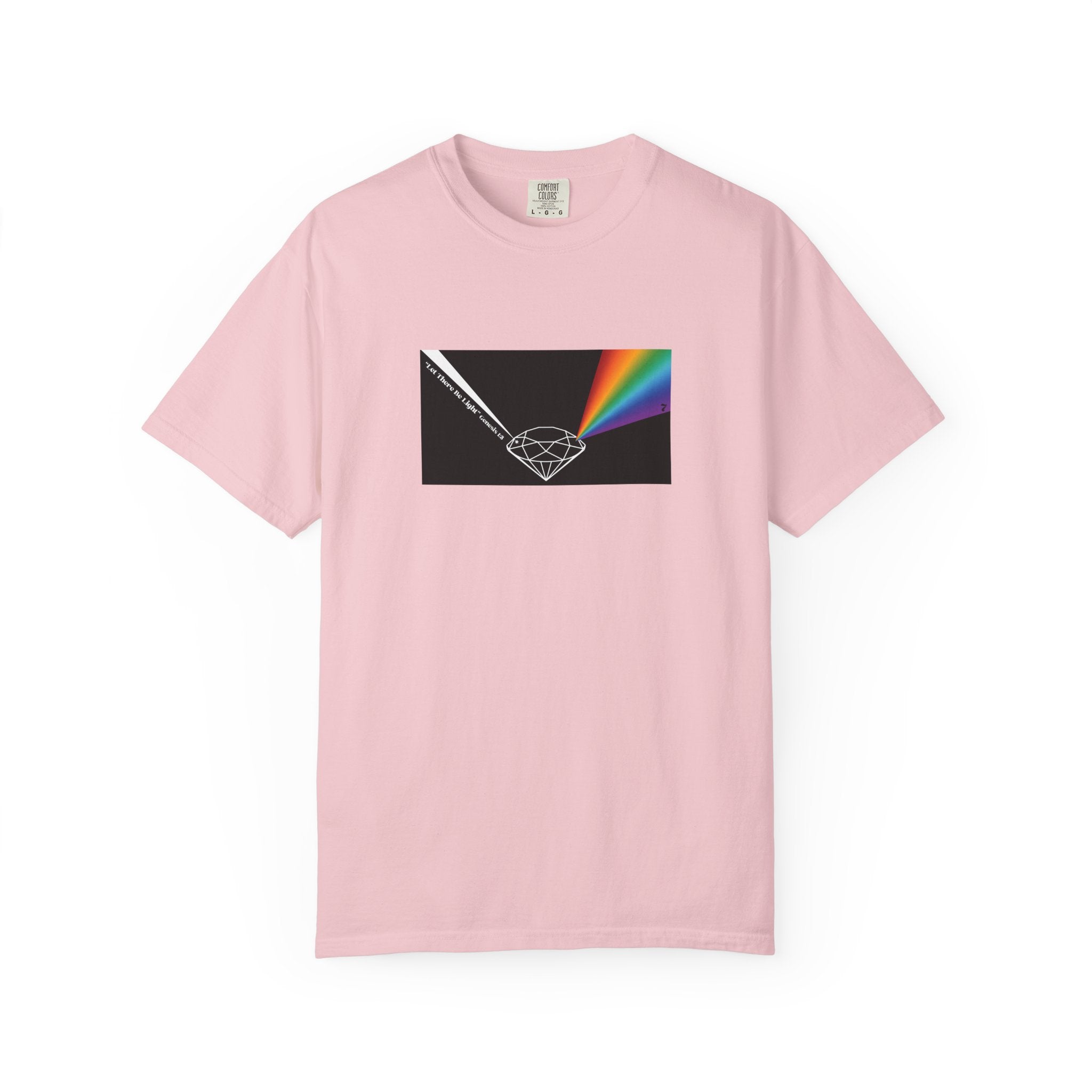 Prism Diamond Tee — Rainbow "Let There Be Light" Spectrum Graphic T-Shirt