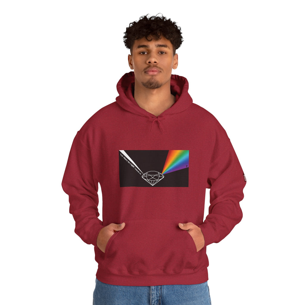 Unisex Prism Diamond "Let There Be Light" Hoodie | Rainbow Spectrum Prism Hooded Sweatshirt