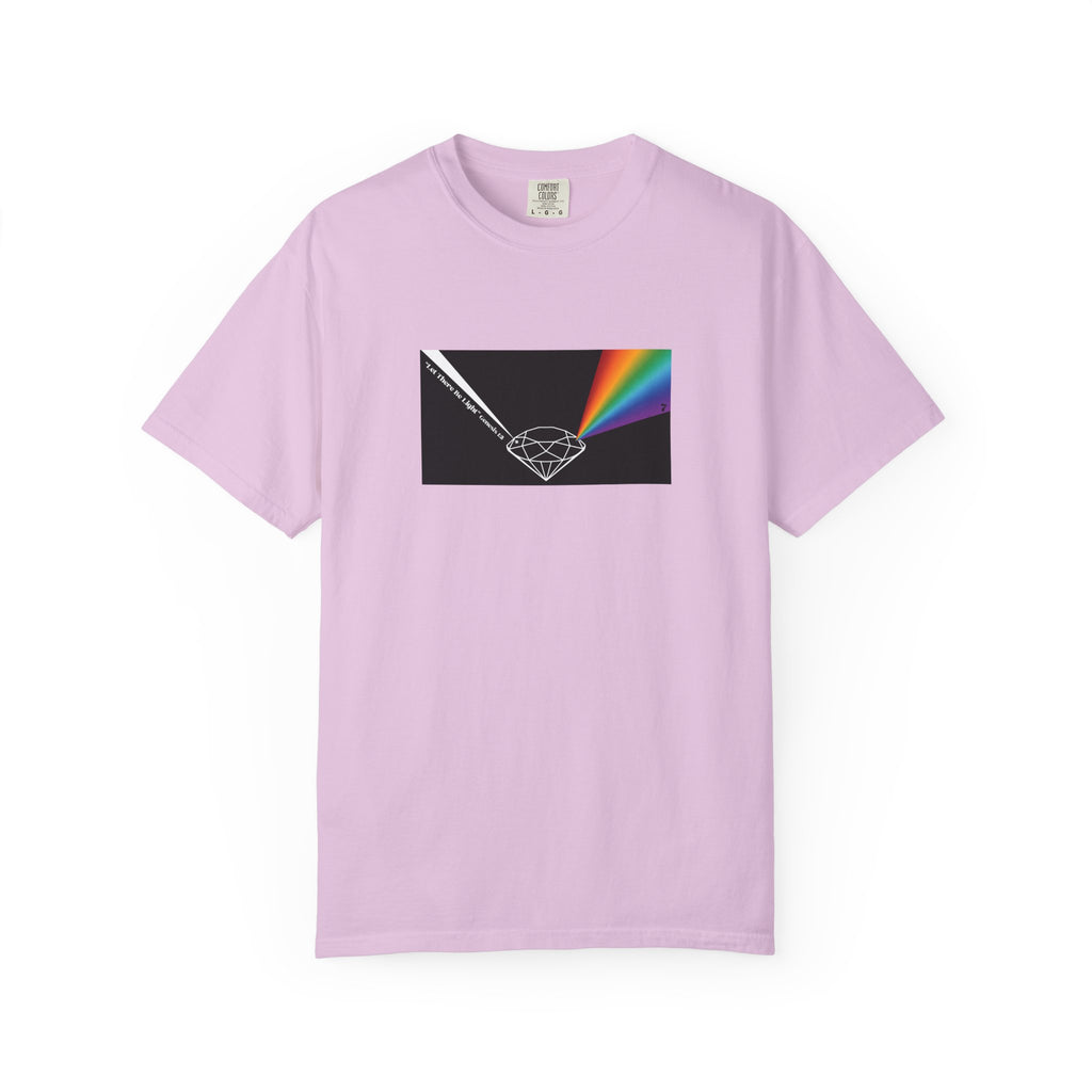 Prism Diamond Tee — Rainbow "Let There Be Light" Spectrum Graphic T-Shirt